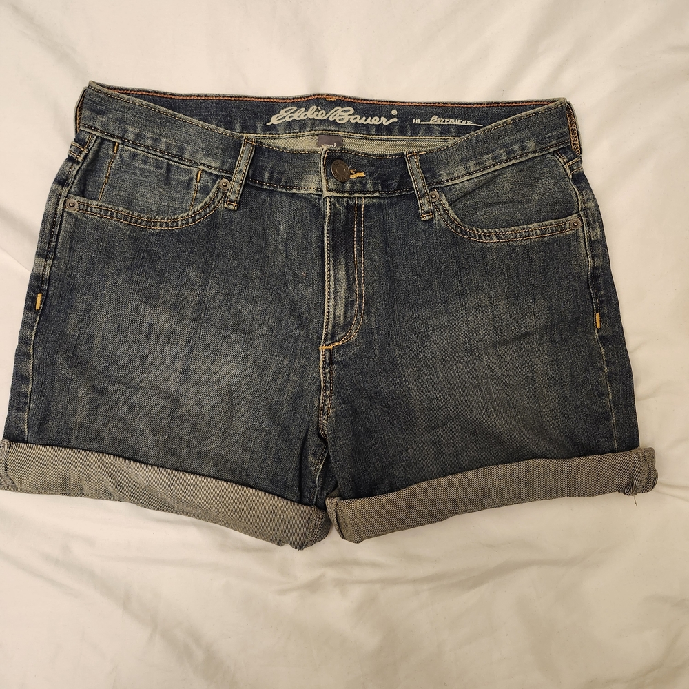 Eddie Bauer Women's Rolled Cuff Jean Shorts - Dark Blue